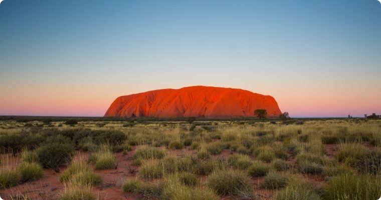 Uluru at sunset in Center of the Northern Territory 